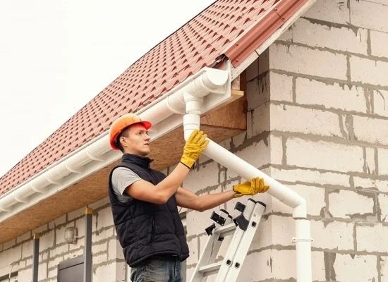 Gouttière en PVC sur façade